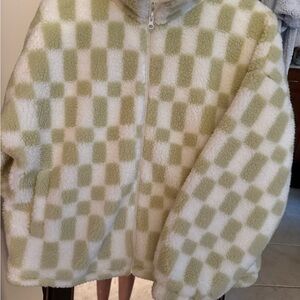 A New Day Sherpa Jacket in Green and white